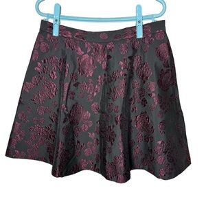 Club Monaco Brocade Floral Plum Retro Mini Skirt Women's Size 4